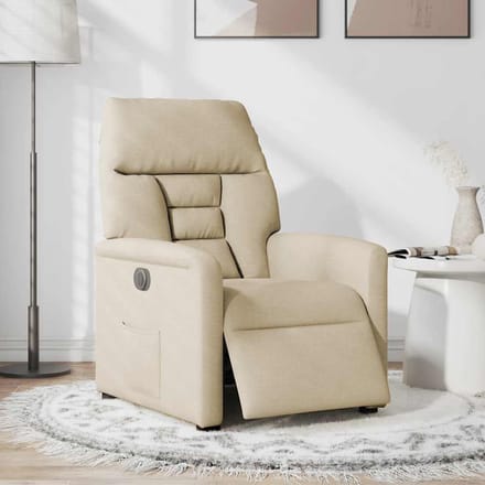 vidaXL - Fauteuil - verstelbaar - elektrisch - stof - crèmekleurig