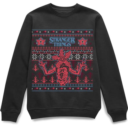 Stranger Things Christmas Deomogorgon Unisex Christmas Jumper - Black - S