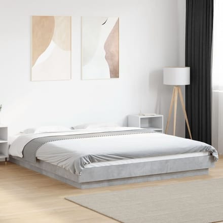 vidaXL - Bedframe - bewerkt - hout - betongrijs - 160x200 - cm