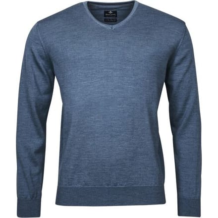 Baileys Trui Uni Merino V-Neck Single Knit Denim Blue / male