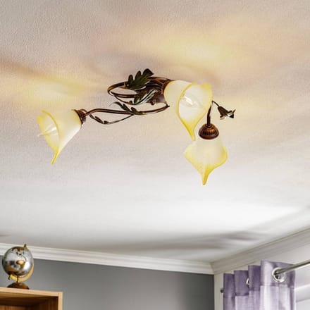 ONLI Plafondlamp Quercia 3-lamps crème/brons/groen