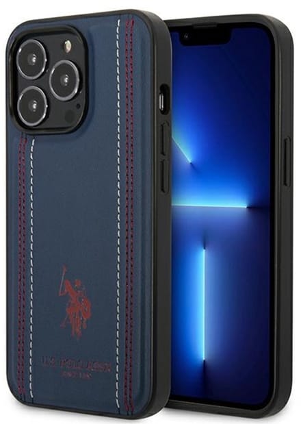 U.S. Polo Assn. - iPhone Hoesje - Navy Blue - Leder - Luxe Stijl