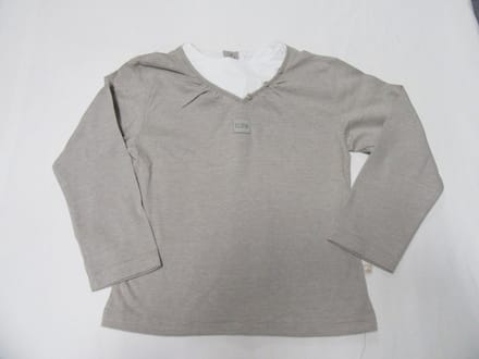 noukie's , meisje , t- shirt lange mouw , wit /bruin  streepje , 6 jaar 116