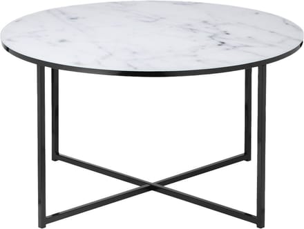 Salontafel Yasmin Wit - Zwart - Metaal - Rond - 80x80cm - Hoogte 45 cm