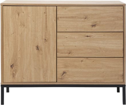 CALICOSY - Commode 1 Deur 3 Laden Eikendecor L90 x H80 cm - LENNY