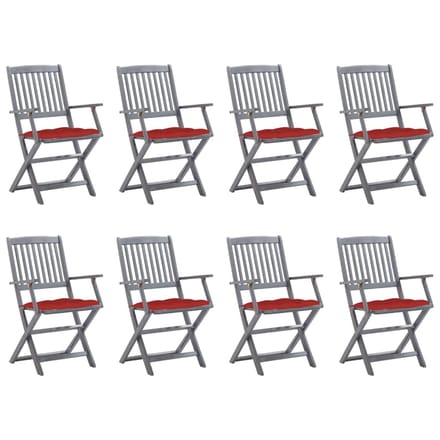 vidaXL - Inklapbare - stoelen - 8 - st - met - kussens - massief - acaciahout