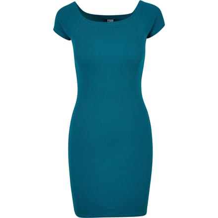 Urban Classics - Off Shoulder Rib Kokerjurk - 4XL - Blauw