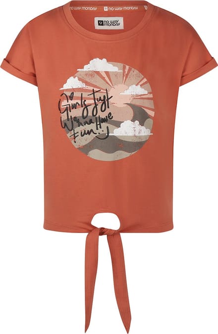 No Way Monday - Meisjes Shirt - Brown - maat 110