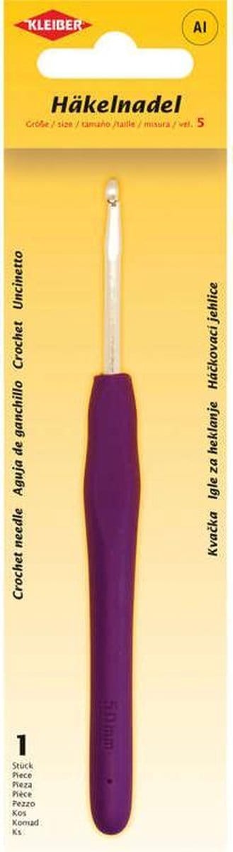 Haaknaalden met plastic handvat, maat 5, bordeauxrood