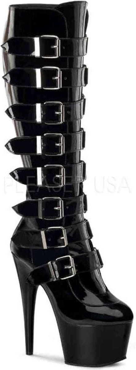 EU 36 = US 6 | ADORE-2043 | 7 Heel, 2 3/4 PF Knee Boot with Buckles, Side Zip