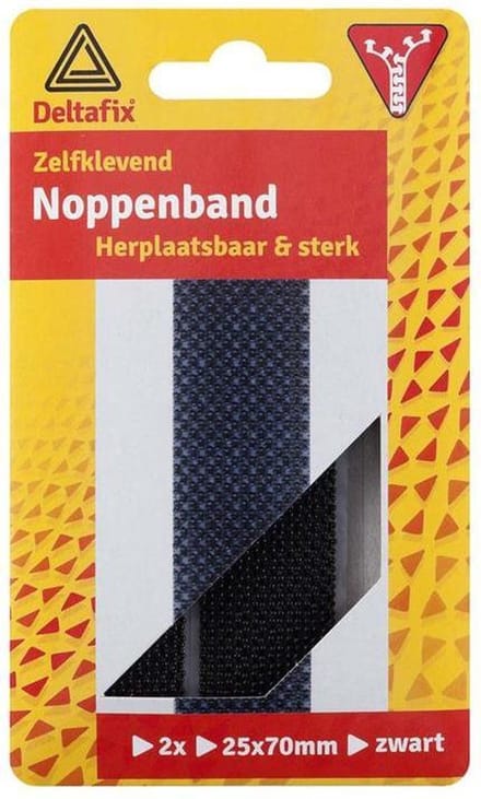 DELTAFIX noppenband | zelfklevend | 2-delig | herplaatsbaar | 70 x 25 mm | zwart
