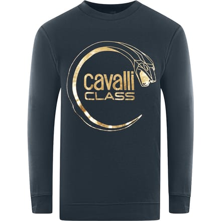 Cavalli Class Piercing Slang Logo Donkerblauwe Sweatshirt