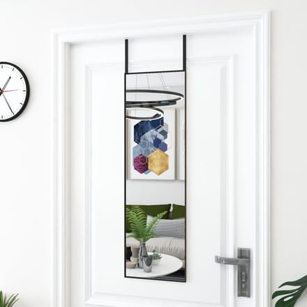 vidaXL - Deurspiegel - 30x100 - cm - glas - en - aluminium - zwart