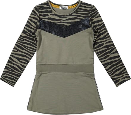 DJ Dutchjeans Jurk Army Green - Maat 146