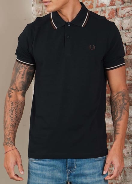 Fred Perry Twin tipped fred perry shirt - Navy Wheat Brown Tobacco