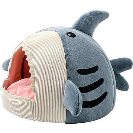 Kattenhol Mat Huis Haai Vormig Warm Veelzijdig Decoratief Knus Zacht Kattenhol Bed voor Hond Huisdier gray