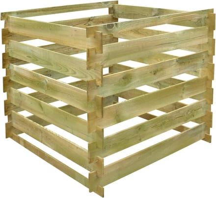 Tuincompostbak Hout - Compostvat Tuinafval - Afval Compostereren - Lamelontwerp Goede Ventilatie - 054 m³ - Bruin