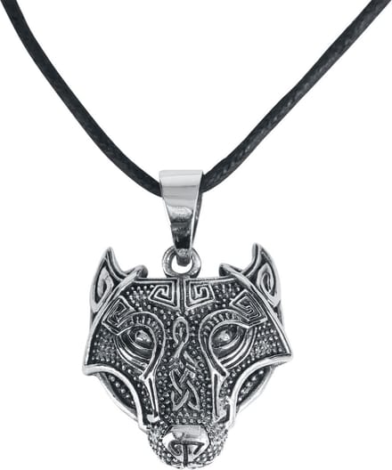 etNox Keltische wolf Halsketting zwart-zilverkleurig