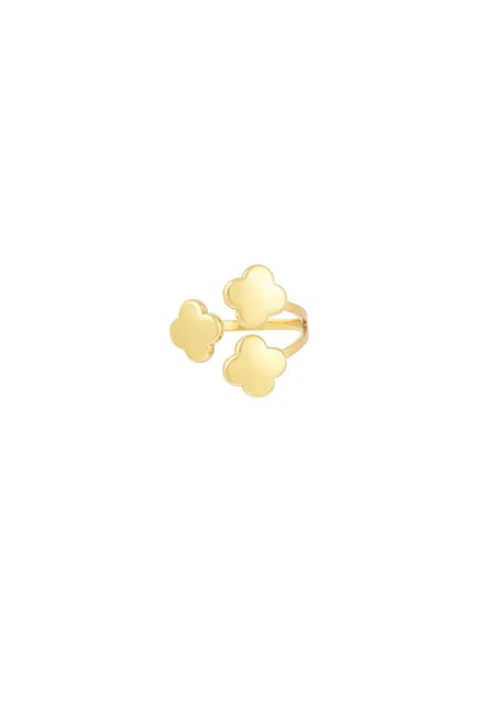 Ring triple klaver - goud - one size - stainless steel