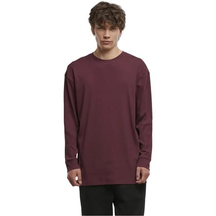 Urban Classics - Organic Boxy Rib Longsleeve shirt - S - Rood
