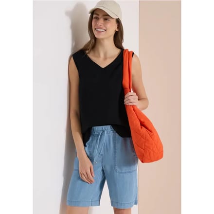 Blousetop met V-hals van mousseline