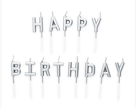 Wefiesta - Candle set 'Happy Birthday Zilver