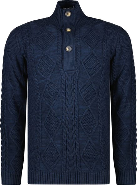 Cars Jeans CRAYS Knit Botton Navy Heren Trui - Maat L