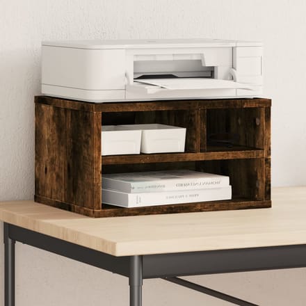 vidaXL - Printerkastje - 40x32x22,5 - cm - bewerkt - hout - gerookt - eikenkleurig