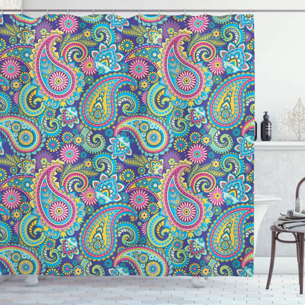 ABAKUHAUS Paisley Douchegordijn – Badkamer – Multi 175x180 cm