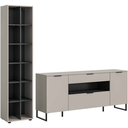 Noida woonkamercombinatie kasjmier NB zwart NB - 41x245x192cm
