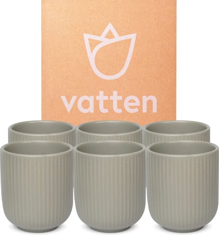 Vatten® - Koffiekopjes - Set van 6 - Grijs - 180ml - Koffiemok