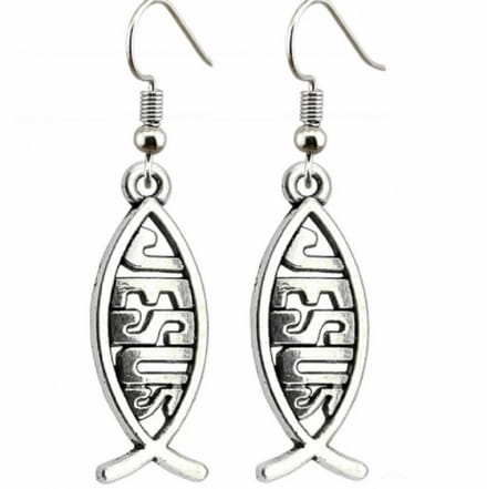 zilver Jesus oorbellen- Lang- Metaal - Charme Bijoux
