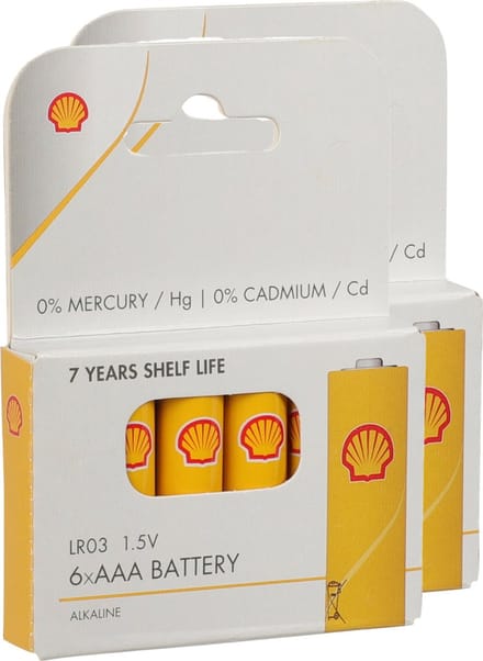 Shell Batterijen - AAA type - 12x stuks - Alkaline - Long life