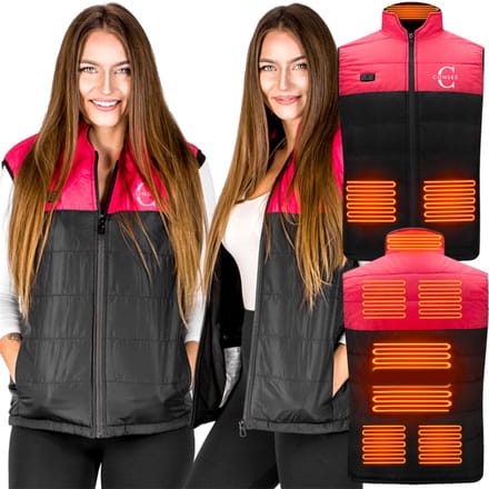 Conseé - USB Verwarmde Bodywarmer - Zwart/Rood - Maat L