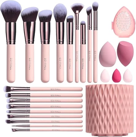 Premium Synthetische Make-up Borstel Set - 18 Stuks met 5 Sponzen en Houder