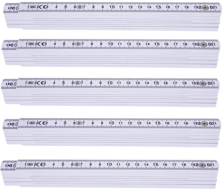 Meetlint Set - Meetlatten - Nauwkeurig Meten - Extra Onbreekbaar - 5 Stuks 2 Meter - Wit