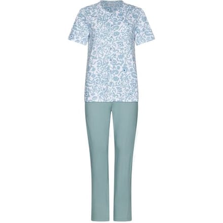 Pastunette - Pyjama - Stone Blue - Katoen - Blauw/Wit - Maat 46