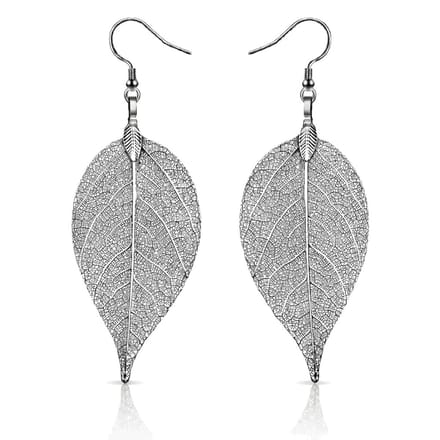 Dames oorhangers Blad oorbellen Leaf Grijs