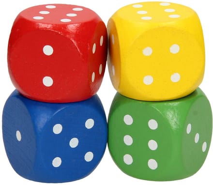 Playwood Houten Dobbelsteen Set - Grote dobbelstenen van 4x4x4 cm - 4dlg