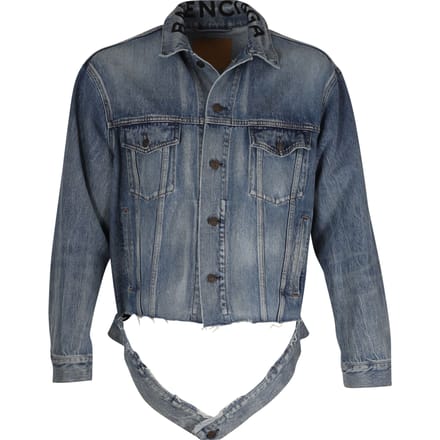Balenciaga Raw Cut Hem Denim Jacket in Blauwe Katoen