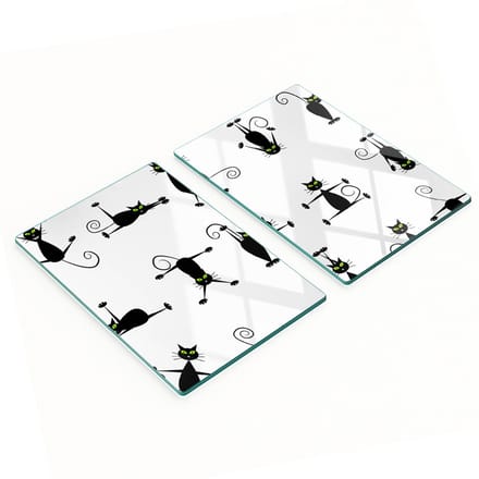 Multifunctionele decoratieve keukenplanken van gehard glas met kattenmotief, 2x40x52 cm