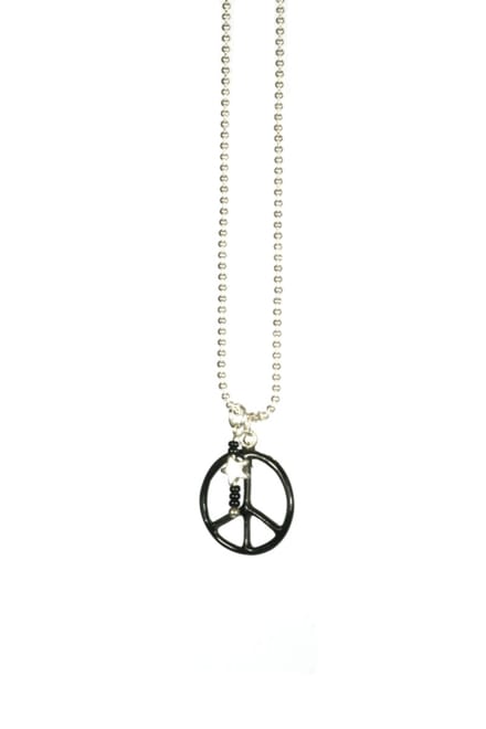 IbizaMen KIDS - Jongens - ketting - ballchain - rvs - zwart - peace - van bone