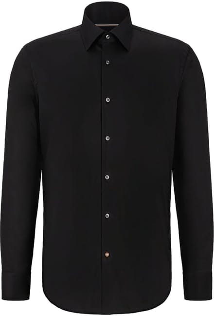 BOSS Joe regular fit overhemd - popeline - zwart gestreept - Strijkvriendelijk - Boordmaat: 45