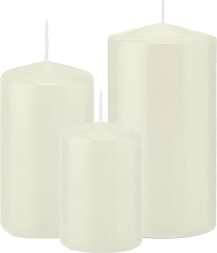 Trend Candles - Stompkaarsen set 6x stuks ivoor wit 10-12-15 cm