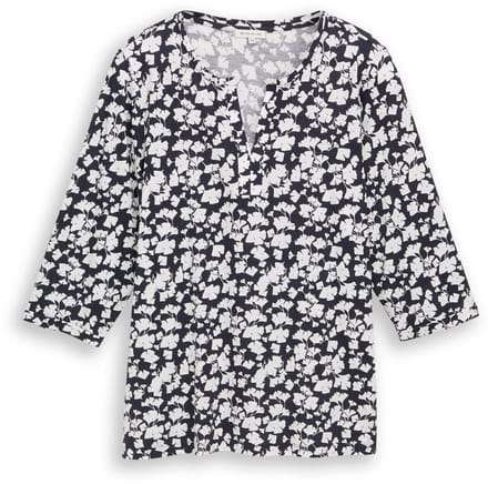 Tom Tailor - Plus Size - Shirt met lange mouwen met patroon - Maat 48 - blue ginkgo minimal