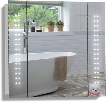 Badkamerspiegelkast met LED-verlichting 60x65cm Antidamp en Scheerstopcontact