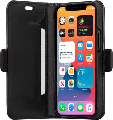 iPhone 12 Mini Bookcase hoesje - dbramante1928 - Effen Zwart - Leer