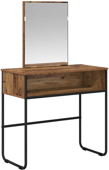 vidaXL - Kaptafel - met - plank - Oud - hout - 81 - x - 40 - x - 131 - cm - Bewerkt - hout