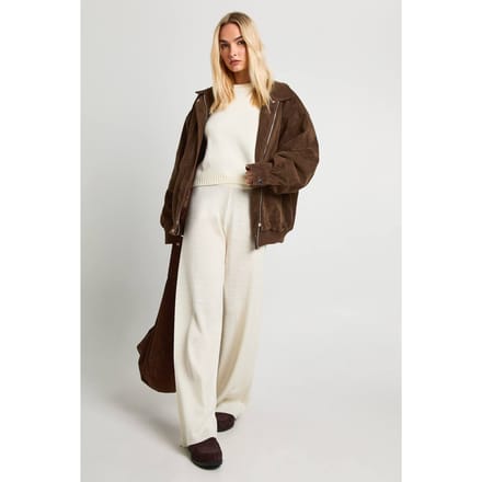 boohoo Dames Ronde hals trui en wijde broek | Creme | Maat: Medium