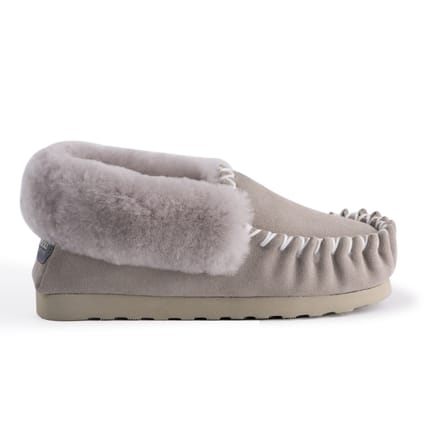 Aus Wooli "Waterloo" Australia Hand Stitched Women's Sheepskin Moccasin, Licht Grijs